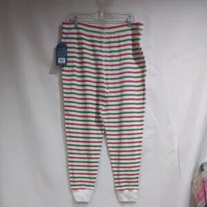 LIFE IS GOOD NWT THERMAL RED GREEN AND WHITE WINTER FUN STRIPES COTTON MEN'S L
